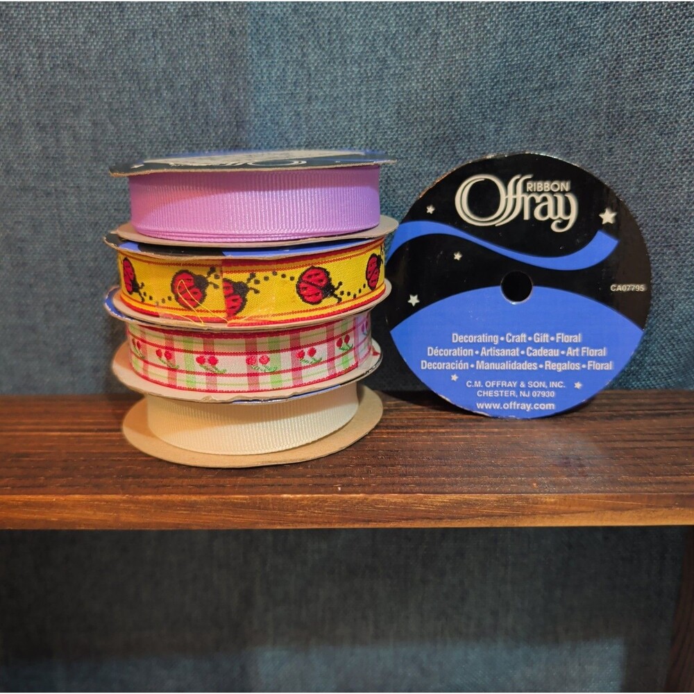 Offray Ribbon Lot 5 Ladybug Cherry Solid Spring Craft Destash - Picture 11 of 16